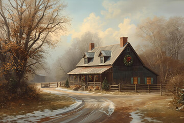 winter landscape with church