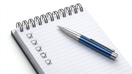 Essential stationery setup pen and notebook with comprehensive checklist for efficient task management and productivity planning.