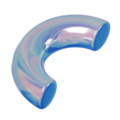 3d Set Geometry shape Half Torus or Half ring iridescent Abstract Metallic Color, realistic rendering element design
