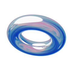 3d Set Geometry shape Torus or ring iridescent Abstract Metallic Color, realistic rendering element design