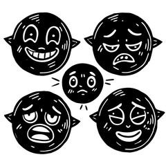 Funny cartoon monster character vector illustration with an ugly smile and crazy teeth