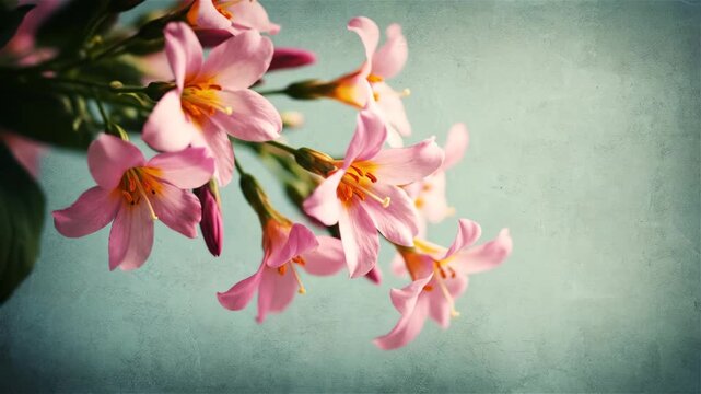 Soft Pink Lilies with a textured teal background, delicate floral pattern for spring celebration
