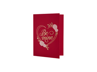 Red valentine s day card with a floral heart design saying be mine isolated on transparent background