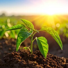 Young Plant Growing in Soil Under Sunlight - A Symbol of Hope.