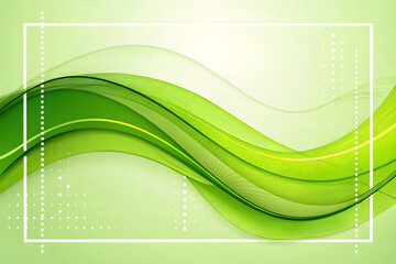 Green Abstract Waves with White Frame and Dots flowing