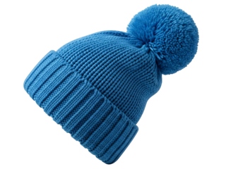 Blue knitted beanie hat trendy fashion accessory for winter style apparel
