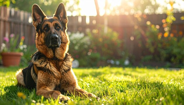 German Shepherd –  Noble and Powerful Natural Scenes of the Adult Dog Sitting, Running, Playing, Resting, and Exploring - Powered by Adobe