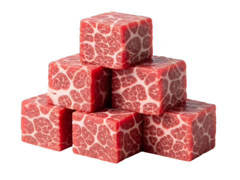 Wagyu Beef Cubes Stacked Marbling Texture Premium Meat Cuts Food
