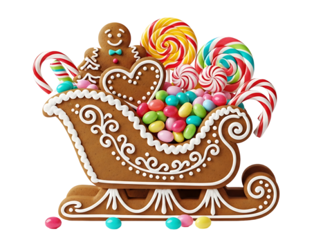 Christmas Gingerbread Sleigh Candies Holiday Sweets Treats Festive Season