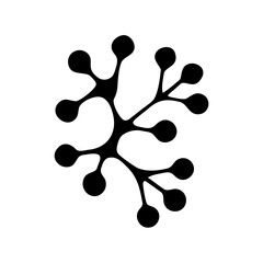 Abstract Black and White Branching Structure with Spherical Endings on White Background