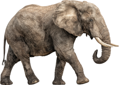 Majestic african elephant walking gracefully with large tusks