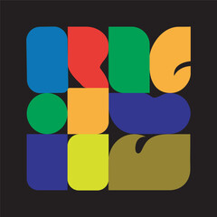 Bento-style Geometric Composition with Rounded Shapes