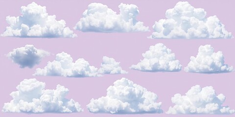 Abstract collection of various cloud shapes and formations in vector format, graphic, cirrus