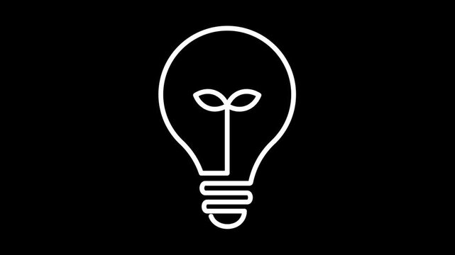 Light Bulb Icon in Leaf symbol save energy icon animated plant in bulb icon symbol protect environment eco neon 4k looping