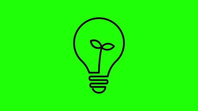 Light Bulb Icon in Leaf symbol save energy icon animated plant in bulb icon symbol protect environment eco neon 4k looping