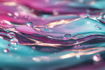 Abstract view of liquid formations with soft, dreamy pink and blue colors.