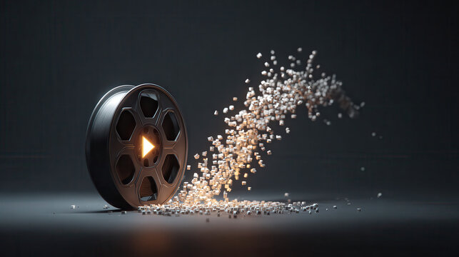 Exploding sphere releasing glowing particles and light