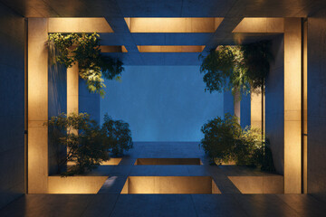 Architectural design with nature; light, plants, and texture mix together.