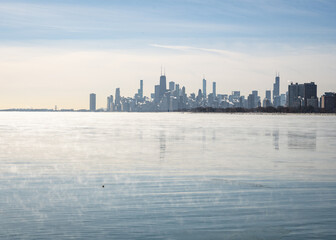 Chicago Winter Skyline from Montrose Harbor Point