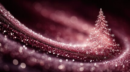 Sparkling Pink Purple Christmas Tree with Bokeh - Luxurious Festive Art