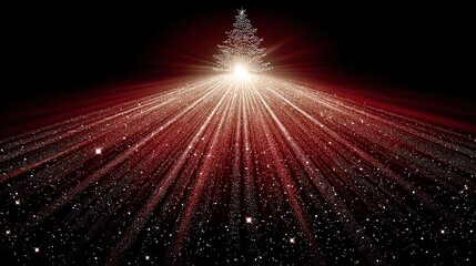 Radiant Red Gold Particle Christmas Tree - Glowing Festive Art
