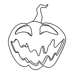 Outline for Coloring of Halloween Pumpkin. One of the Fall Holiday Symbol. Vector Illustration.