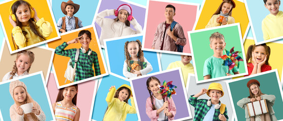 Collage of photos of happy children