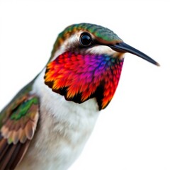 Fototapeta premium Vibrant and Colorful Hummingbird with Bright Feather Detail Against a Clean White Background