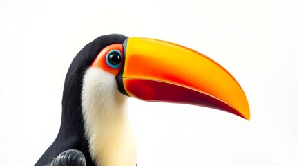 Obraz premium Colorful toucan bird with vibrant beak and striking features against a clean white background perfect for wildlife photography