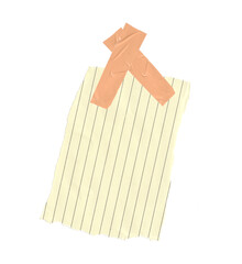 Ripped beige grid note paper. Real notepad with dot line isolated