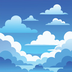 Fluffy Cumulus Clouds Against a Deep Blue Sky fluffy clouds