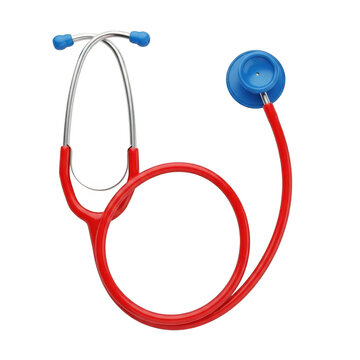 3d red pediatric stethoscope isolated on transparent background