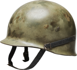 Aged military combat helmet, historical army gear equipment