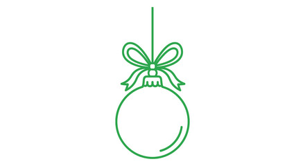 Simple outline of a christmas ornament with a bow hanging on a string