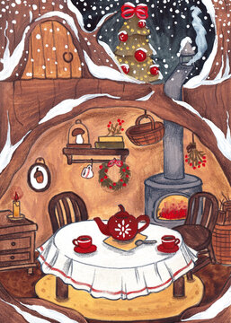 Illustration of a tree house