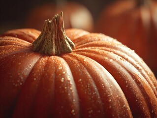Wet Orange Pumpkin Close-Up