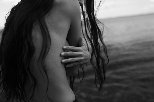 Sensual Thoughtful Woman Body Part Portrait