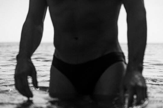 Deep Male Body Part Silhouette In Water