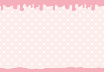 Strawberry Drip Frame on Light Pink Polka Dot Seamless Background