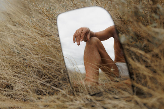 Sensual Reflection of Person Resting in Nature