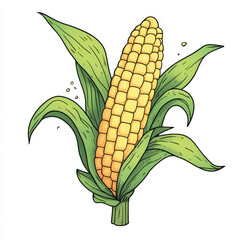 Bright yellow corn on cob with green husks showcases vibrant colors and fresh appeal, perfect for culinary uses and decoration