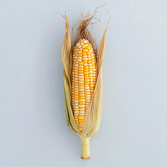 Bright yellow corn on cob with green husks showcases vibrant colors and natural beauty, perfect for culinary uses or decoration
