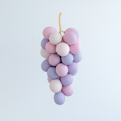 Cluster of stylized grapes featuring gradient of purple and pastel tones, creating playful and artistic representation