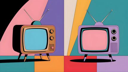 An antique, floor-mounted television with a blank screen