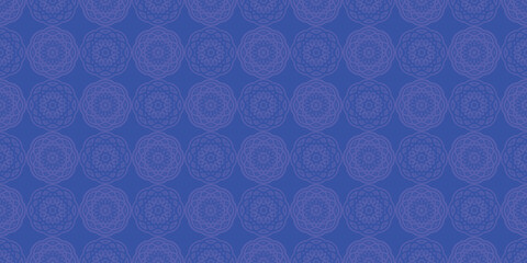 Blue geometric mandala seamless pattern background
