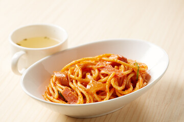 日本発祥のパスタ料理、シンプルなナポリタン