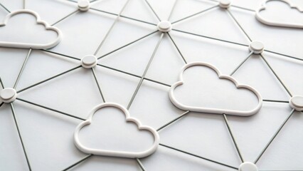Backend System Abstract cloud network design with interconnected lines and cloud shapes.