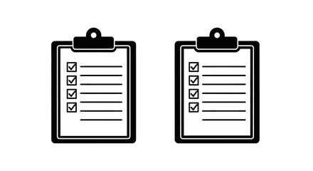 Two black clipboards with checklists and completed tasks shown clearly