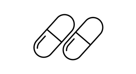 Simple illustration of two elongated capsule shaped objects in black outline