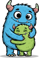 Obraz premium gentle monster embraces its happy little friend with heartfelt affection